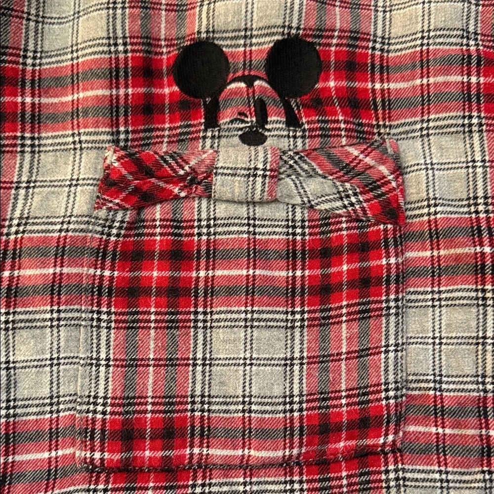 Disney Luxe Collection Plaid Flannel Pajama Nightgown Sleep Shirt Mickey Gown - Picture 7 of 9